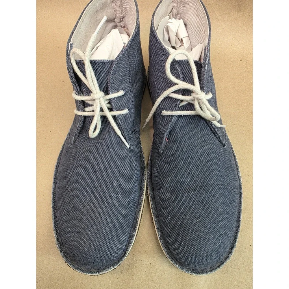 Clarks (Sz 9 M) Desert Boot Navy Blue Canvas Chukka Boots Mens Blokecore